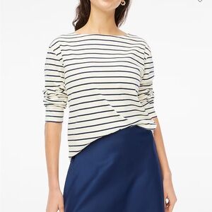 J crew never worn navy / white boatneck tee - womens size small